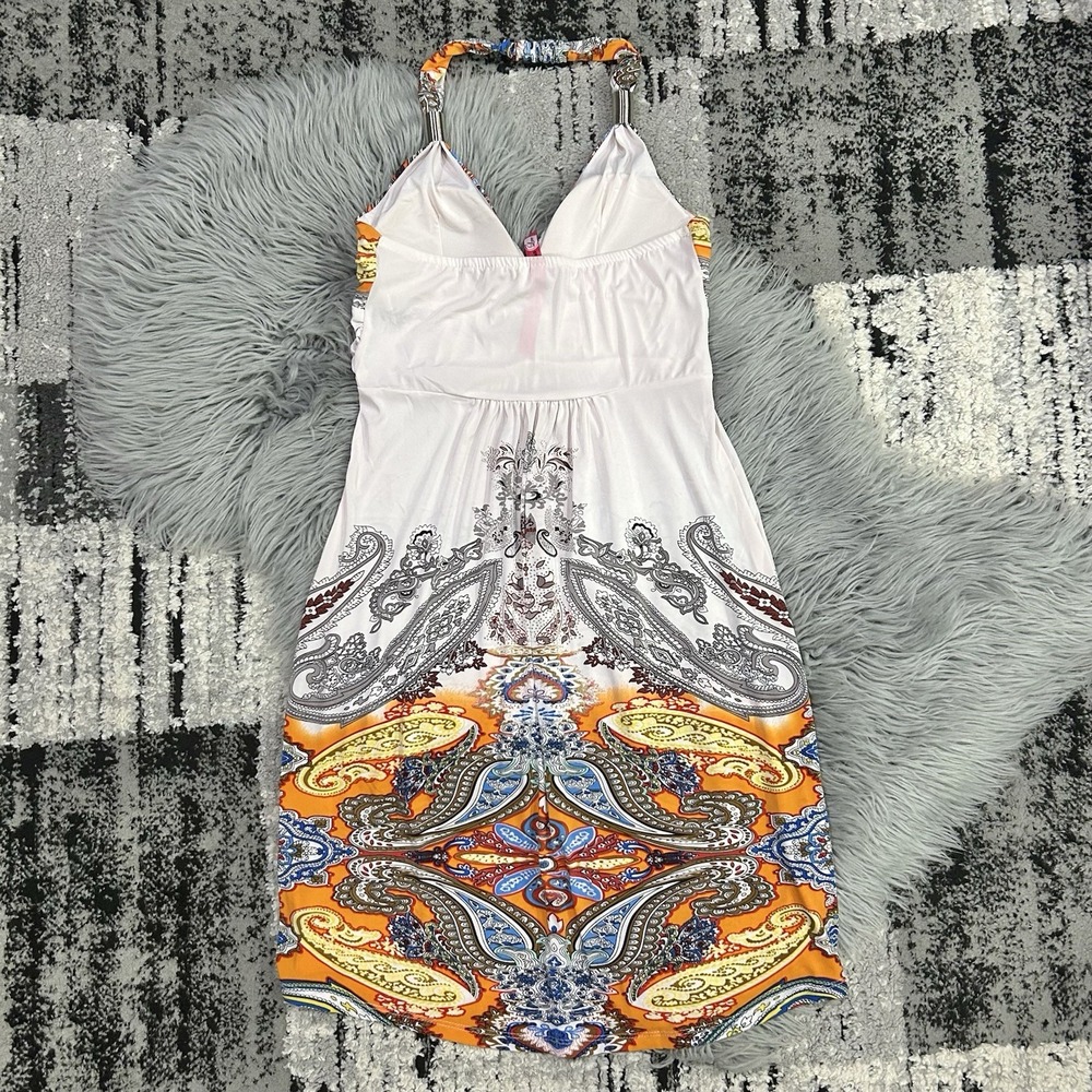 Vintage Y2K Paisley Print Babydoll Halter Dress, Boho, 2000's, Fairy, Women's M - Picture 5 of 5